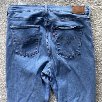 Levis 724 High Rise Straight Leg Distressed Rough Hem Blue Jeans Size 32 - Thumbnail 10