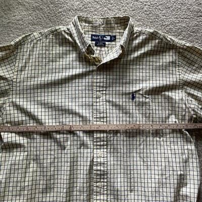 Ralph Lauren Short Sleeve Checkered Yellow Blue Blake Mens Shirt Size L Preowned - Thumbnail 6
