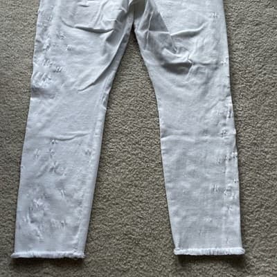 Jen7 By 7 For Al Mankind Cropped Skinny Frayed Hem White Jeans Womens 12 - Thumbnail 9