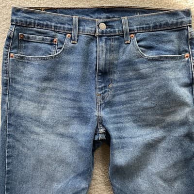 Levis 502 All Seasons Tech Blue Jeans Mens 32x32 Mild Distressed - Thumbnail 2