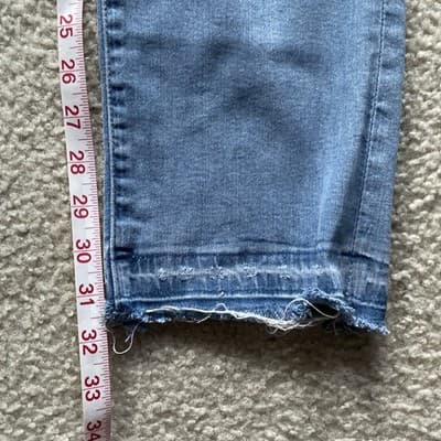Levis 724 High Rise Straight Leg Distressed Rough Hem Blue Jeans Size 32 - Thumbnail 6