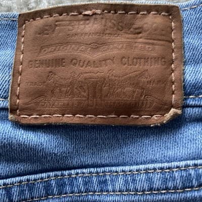Levis 724 High Rise Straight Leg Distressed Rough Hem Blue Jeans Size 32 - Thumbnail 11