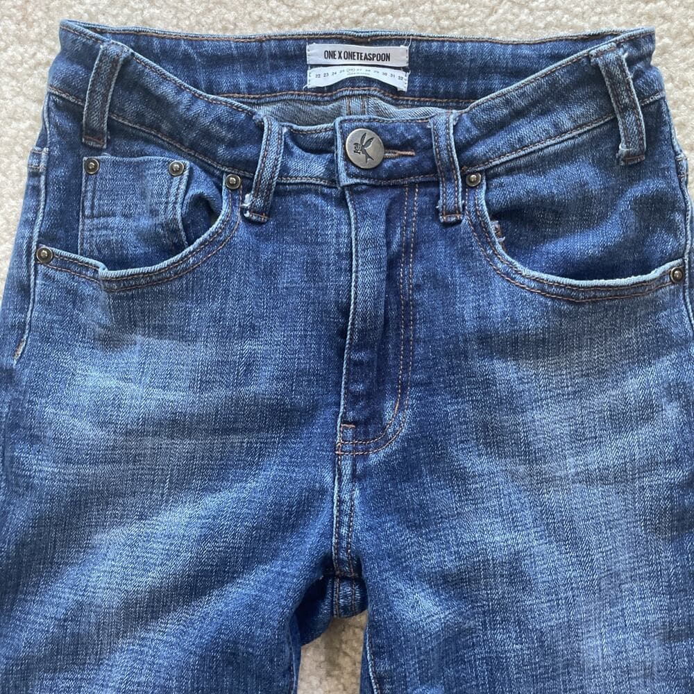 One X One Teaspoon Jeans Womens Size 26 Blue Distressed High Waist Freebird II - Thumbnail 11