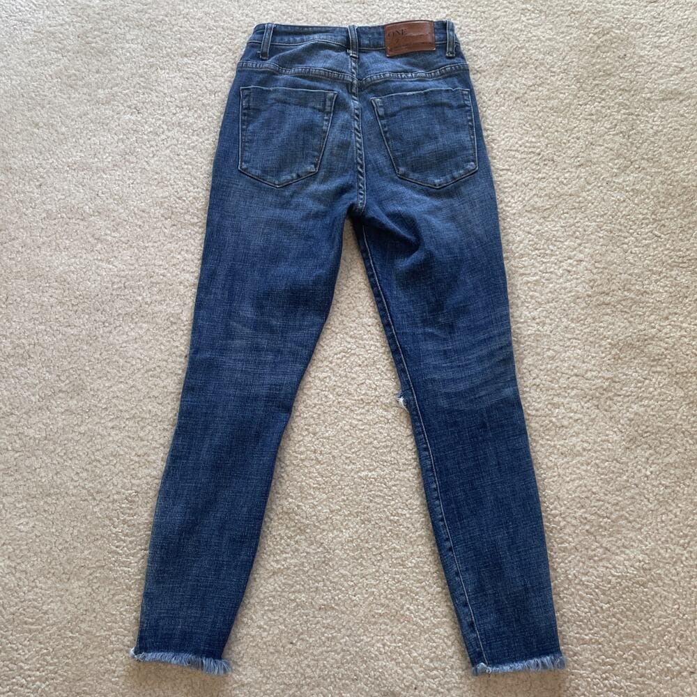 One X One Teaspoon Jeans Womens Size 26 Blue Distressed High Waist Freebird II - Thumbnail 8