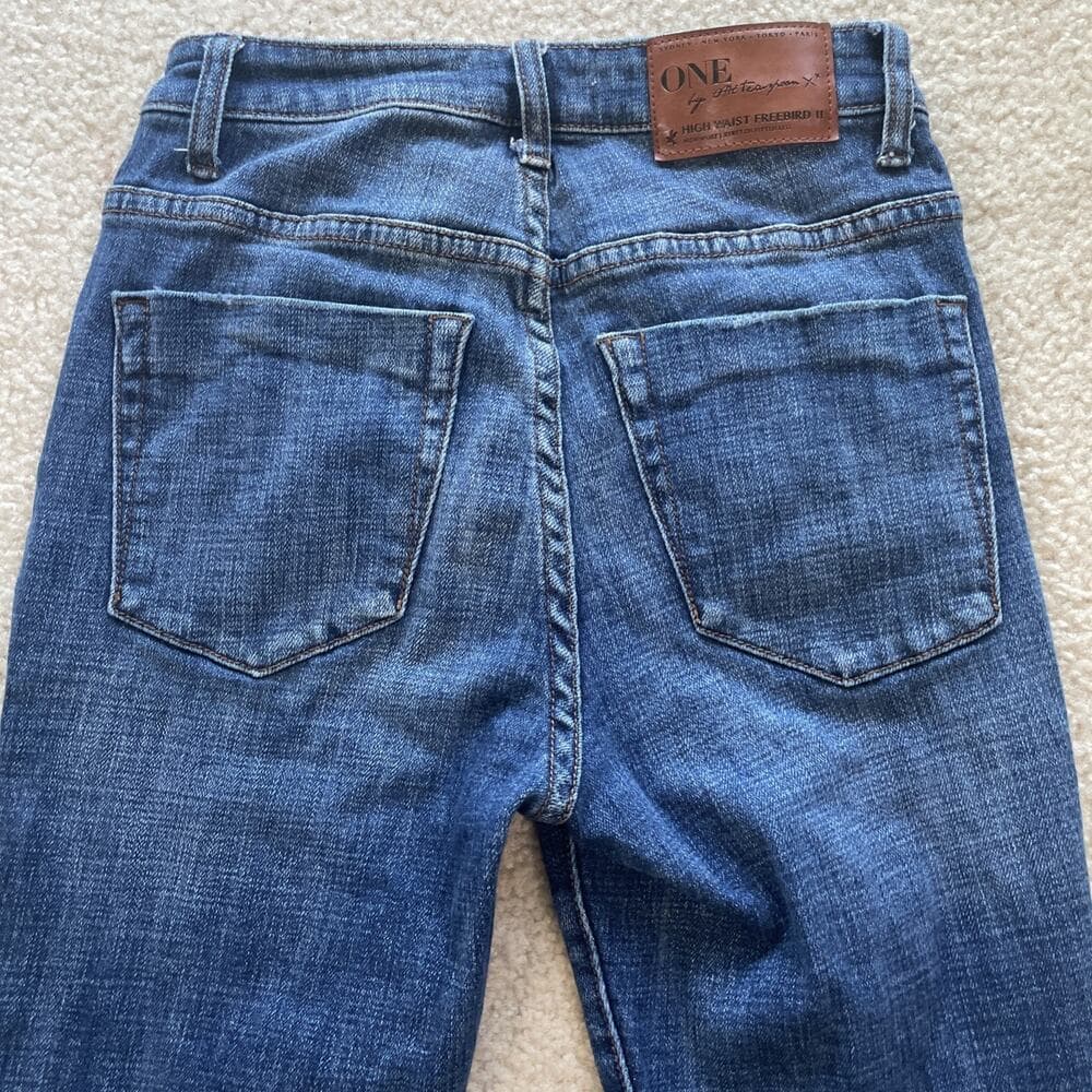 One X One Teaspoon Jeans Womens Size 26 Blue Distressed High Waist Freebird II - Thumbnail 9