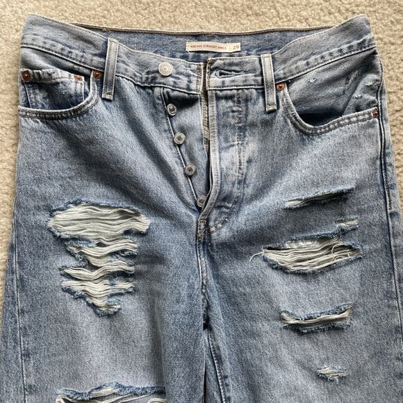 Levis Ribcage Straight Ankle Distressed Rough Hem Womens Size 29 - Thumbnail 13
