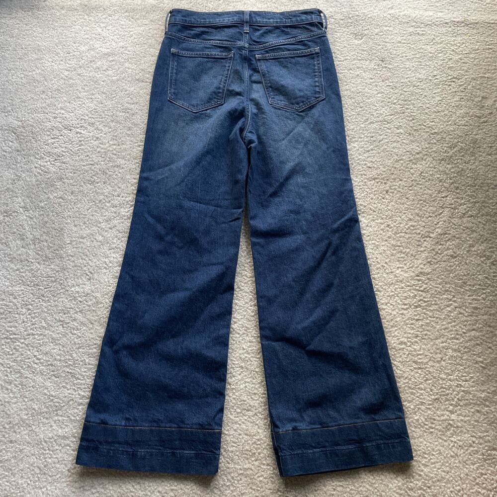 J.Crew '96 Denim Trouser Wide Leg High-Rise Blue Jeans Womens Size 27 Preowned - Thumbnail 8