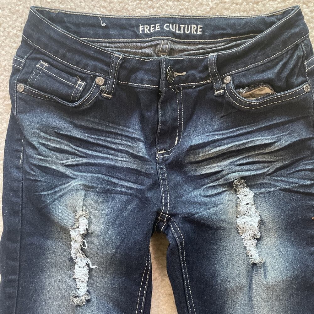 Free Culture Womens Jeans Size 7 Skinny Distressed Preowned Excellent - Thumbnail 12