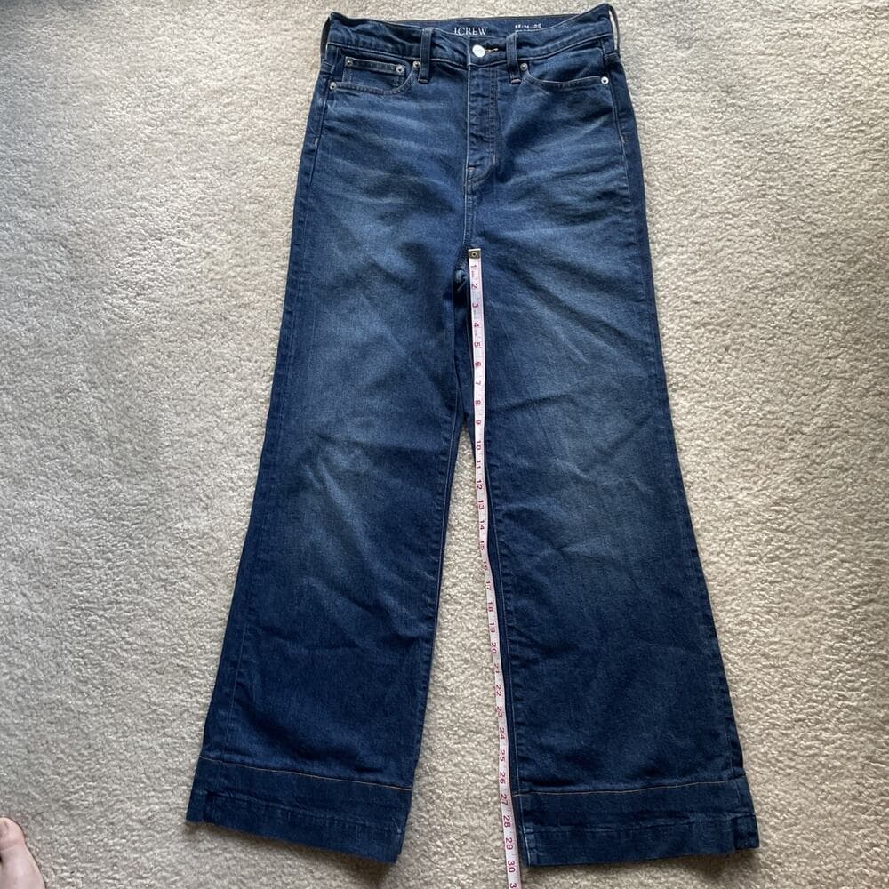 J.Crew '96 Denim Trouser Wide Leg High-Rise Blue Jeans Womens Size 27 Preowned - Thumbnail 3
