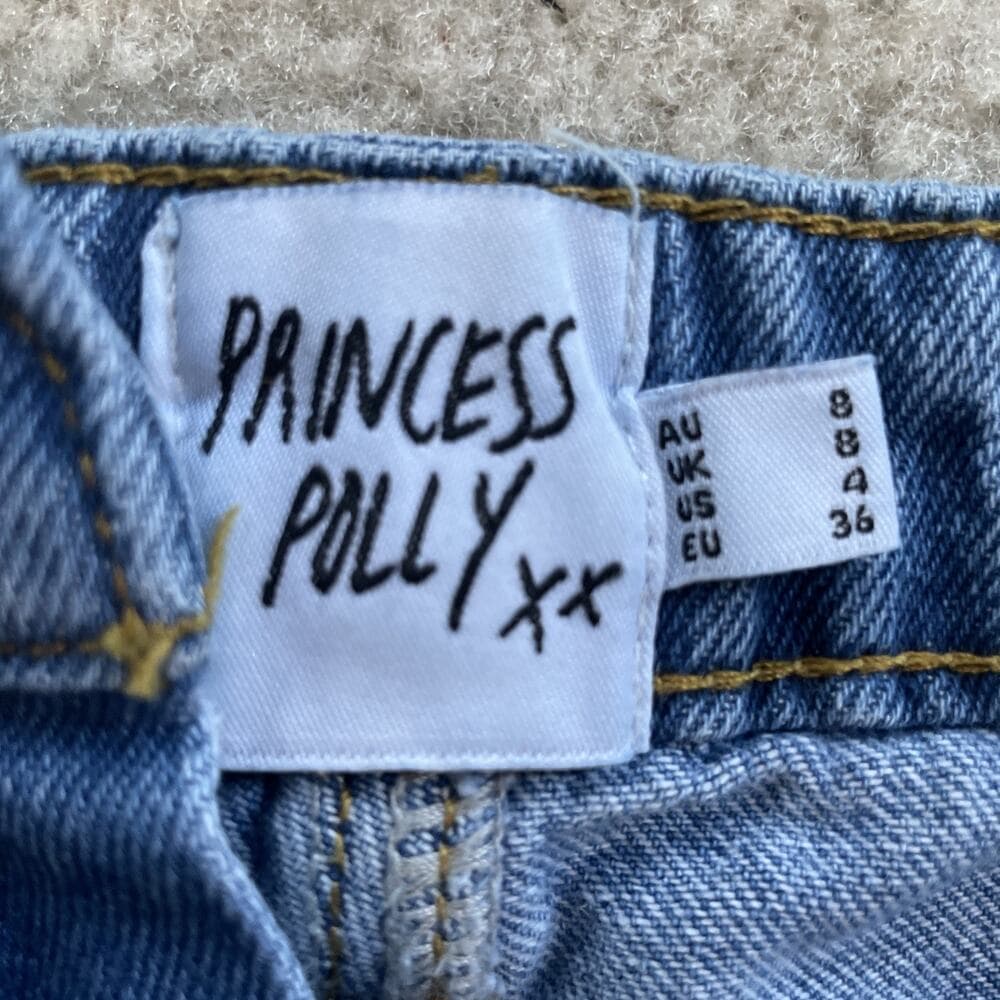 Princess Polly Blue Jeans Womens Size 4 Rough Hem Flare Leg Preowned - Thumbnail 2