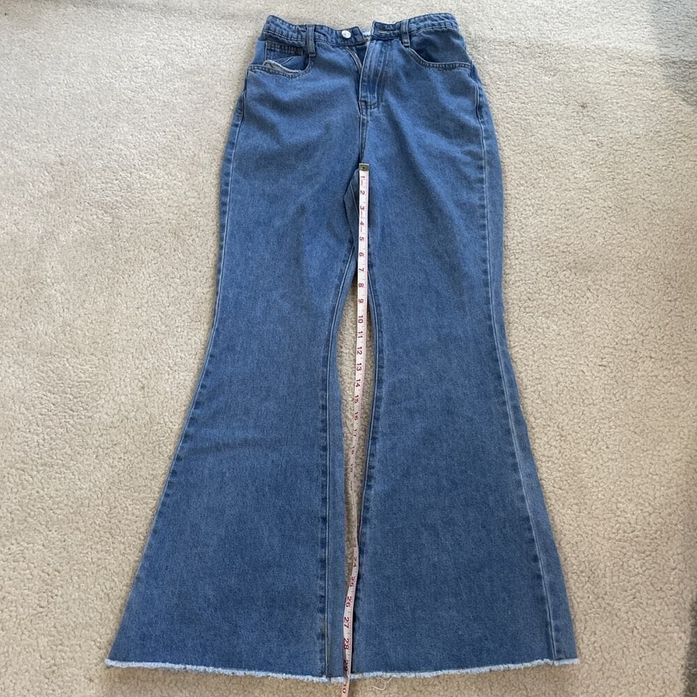 Princess Polly Blue Jeans Womens Size 4 Rough Hem Flare Leg Preowned - Thumbnail 3