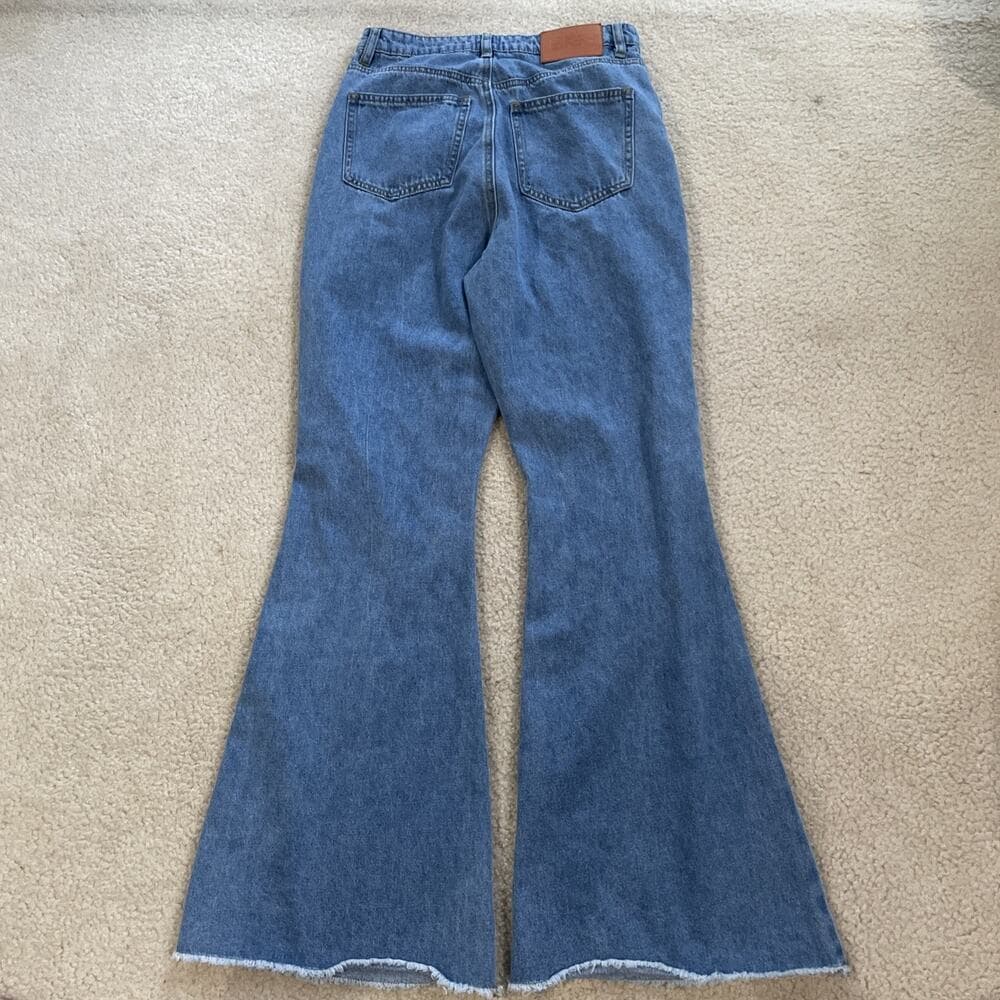 Princess Polly Blue Jeans Womens Size 4 Rough Hem Flare Leg Preowned - Thumbnail 6