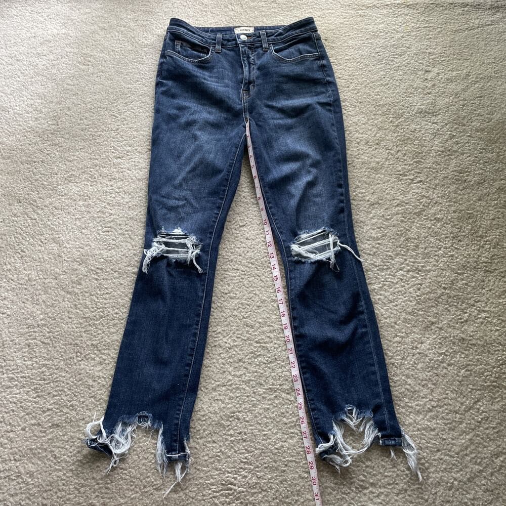 L’Agence High Line High Rise Skinny Distressed Raw Hem Blue Jeans Women Size 28 - Thumbnail 2