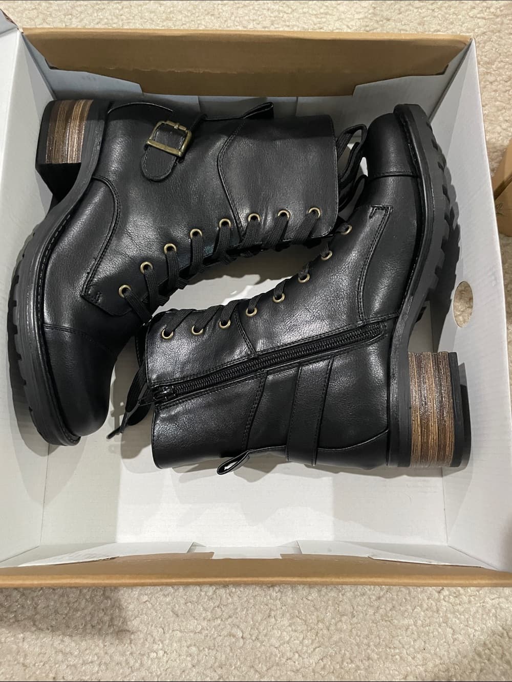 Indigo Road Black Lace-Up Zipper Combat Boots - Sleek Black Size 6.5 Medium NWT - Thumbnail 8