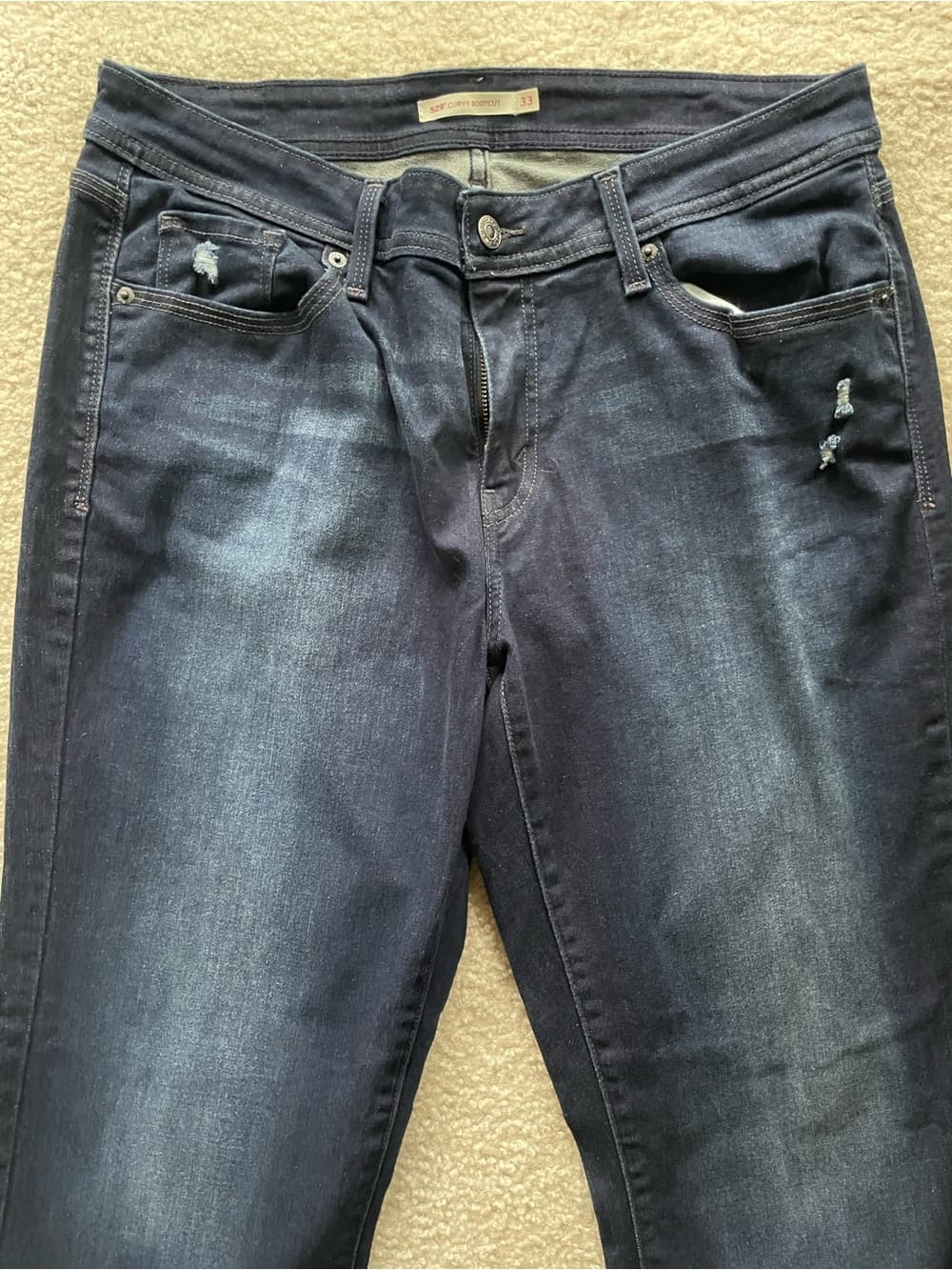 Levi's 529 Curvy Bootcut Distressed Dark Blue Jeans Women’s Size 33 - Thumbnail 10