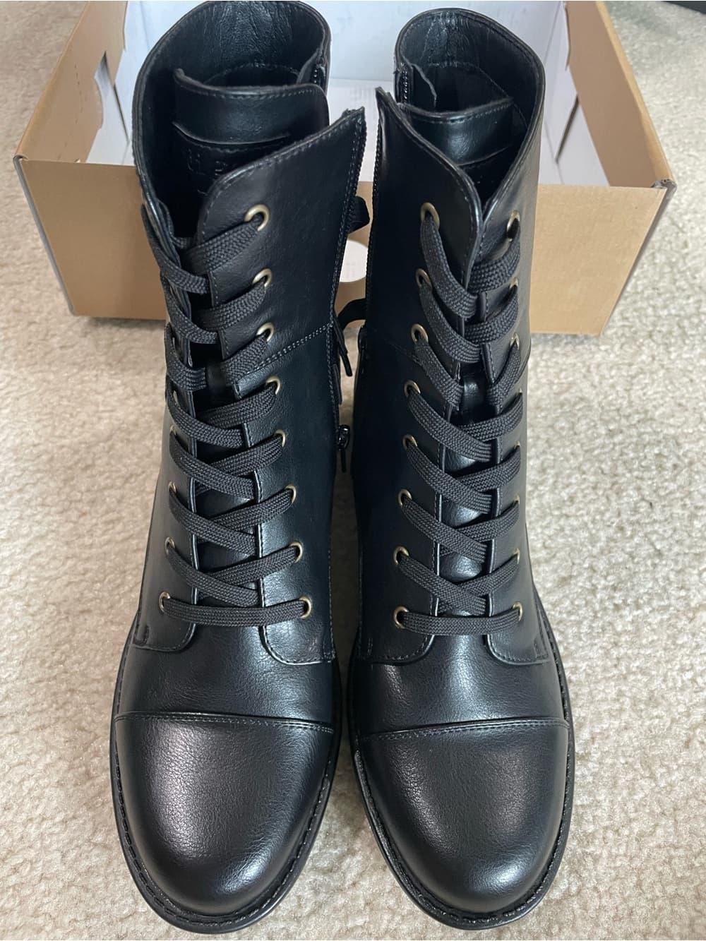Indigo Road Black Lace-Up Zipper Combat Boots - Sleek Black Size 6.5 Medium NWT - Thumbnail 2
