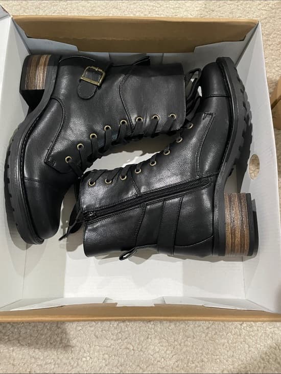 Indigo Road Black Lace-Up Zipper Combat Boots - Sleek Black Size 6.5 Medium NWT - Thumbnail 9