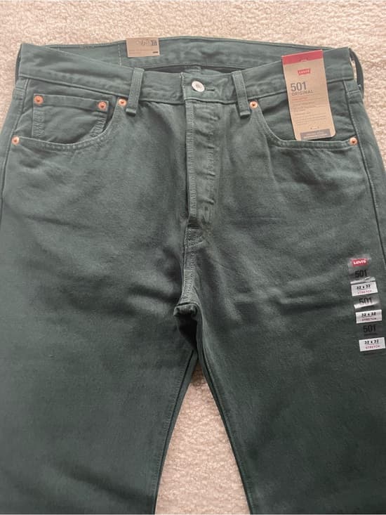 Levi's 501 Original Straight Jeans in Dark Green Men’s 32x32 NWT - Thumbnail 10