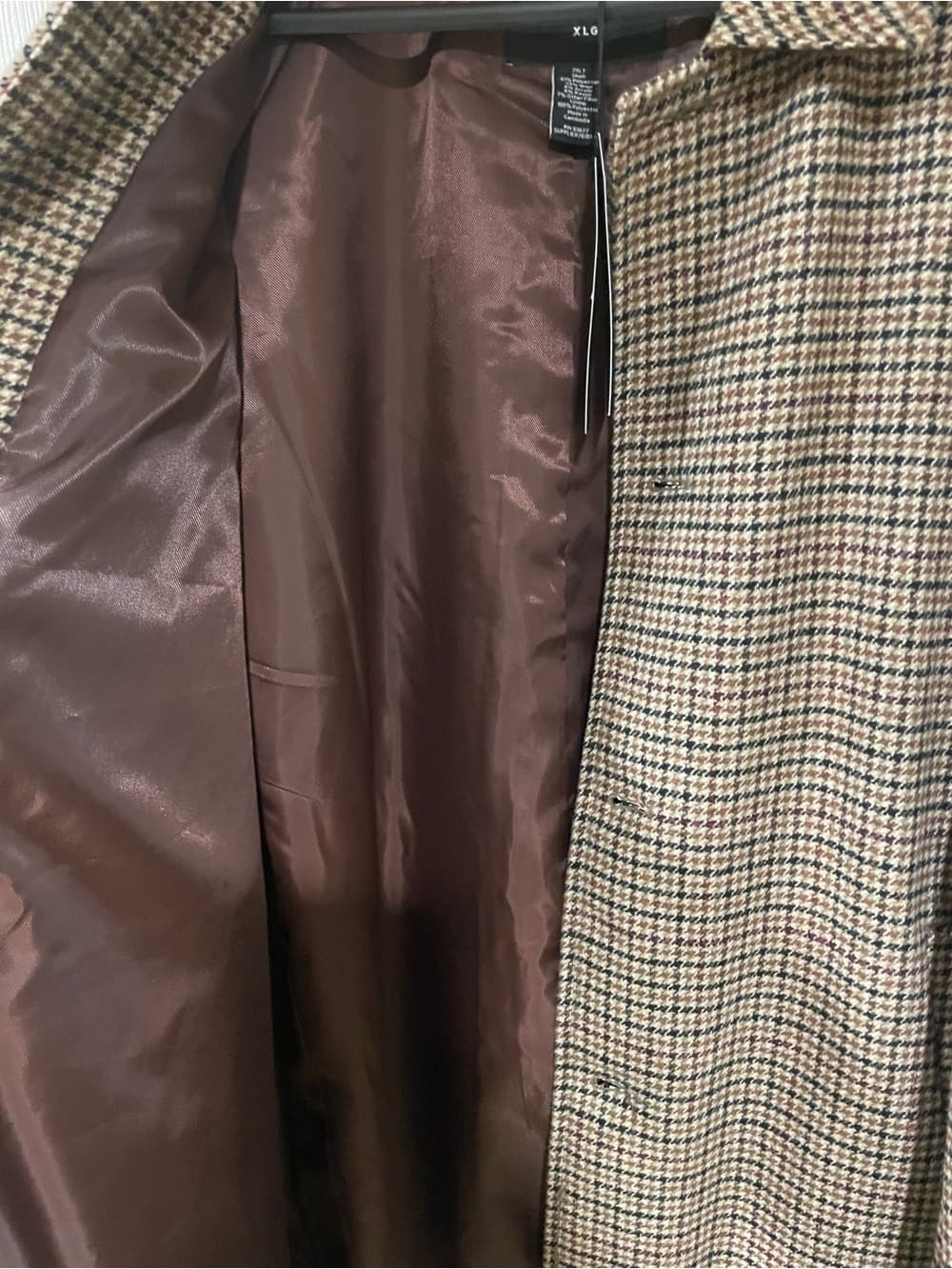 Shaquille O'Neal Brown Plaid Pea Coat Big Tall 2XLT NWT - Thumbnail 6
