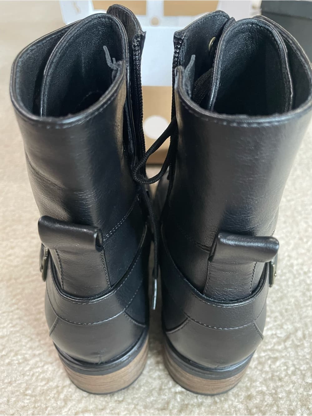 Indigo Road Black Lace-Up Zipper Combat Boots - Sleek Black Size 6.5 Medium NWT - Thumbnail 6