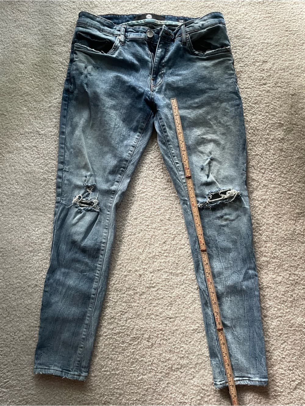 Jordan Craig Blue Slim Distressed Men’s Jeans Size 34x32 (closer to 30” inseam) - Thumbnail 2