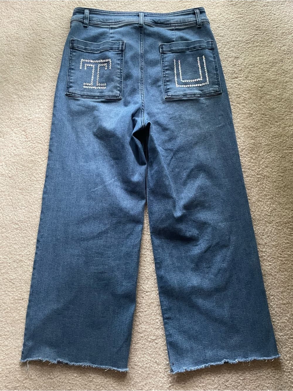 Odyn Women’s Wide-Leg Blue Jeans Custom Temple University Theme - Size 12/30 - Thumbnail 9