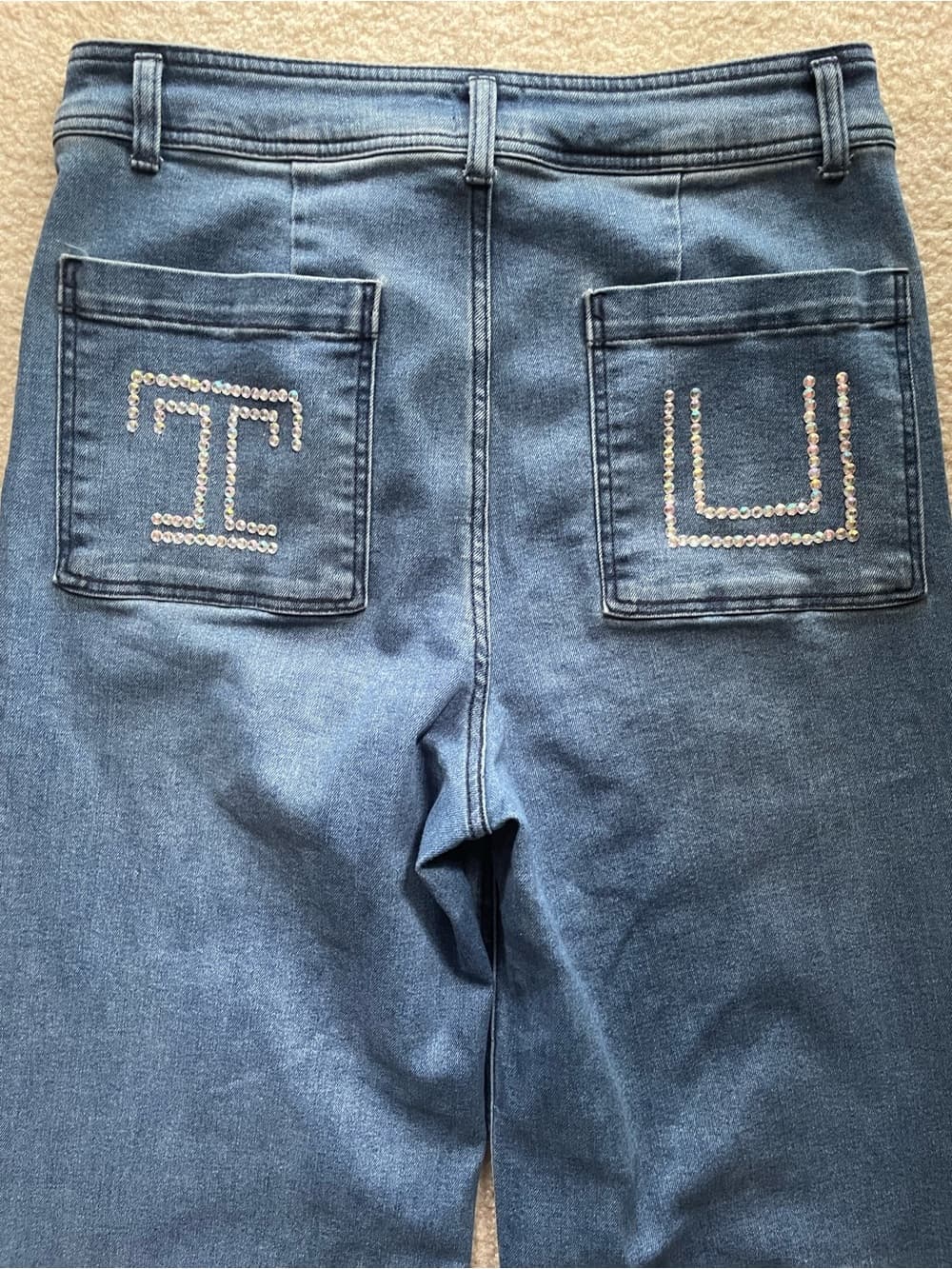 Odyn Women’s Wide-Leg Blue Jeans Custom Temple University Theme - Size 12/30 - Thumbnail 8