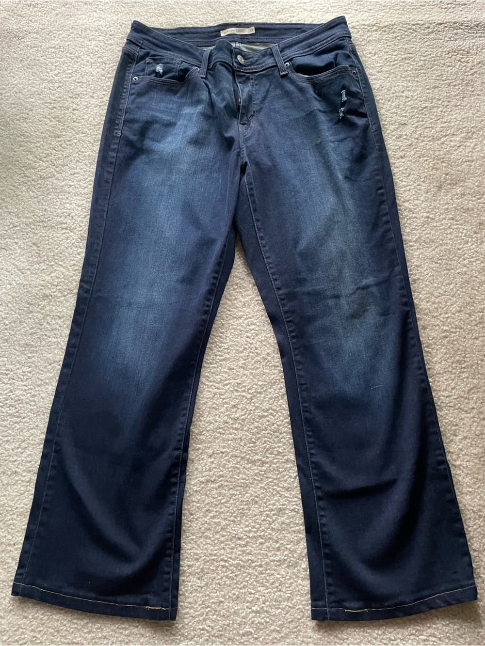 Levi's 529 Curvy Bootcut Distressed Dark Blue Jeans Women’s Size 33 - Thumbnail 4