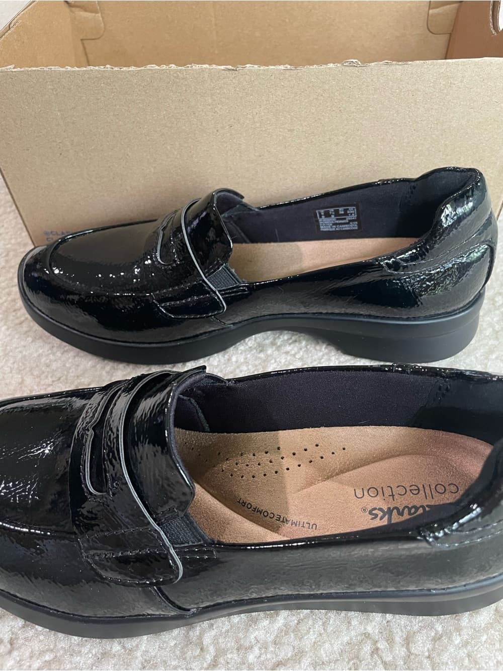 Clarks Elowyn Penny Women's Black Patent Slip-On Loafers Size 7.5 Medium NWT - Thumbnail 5