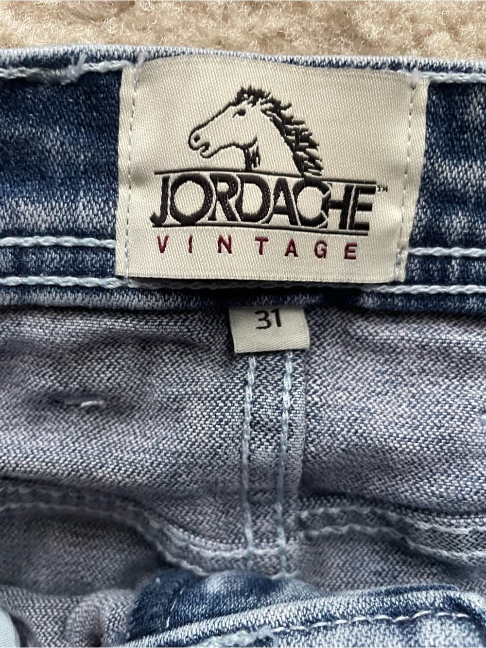 Jordache Women's Skinny Vintage Acid-Blue Jeans with Red Size 31 - Thumbnail 2