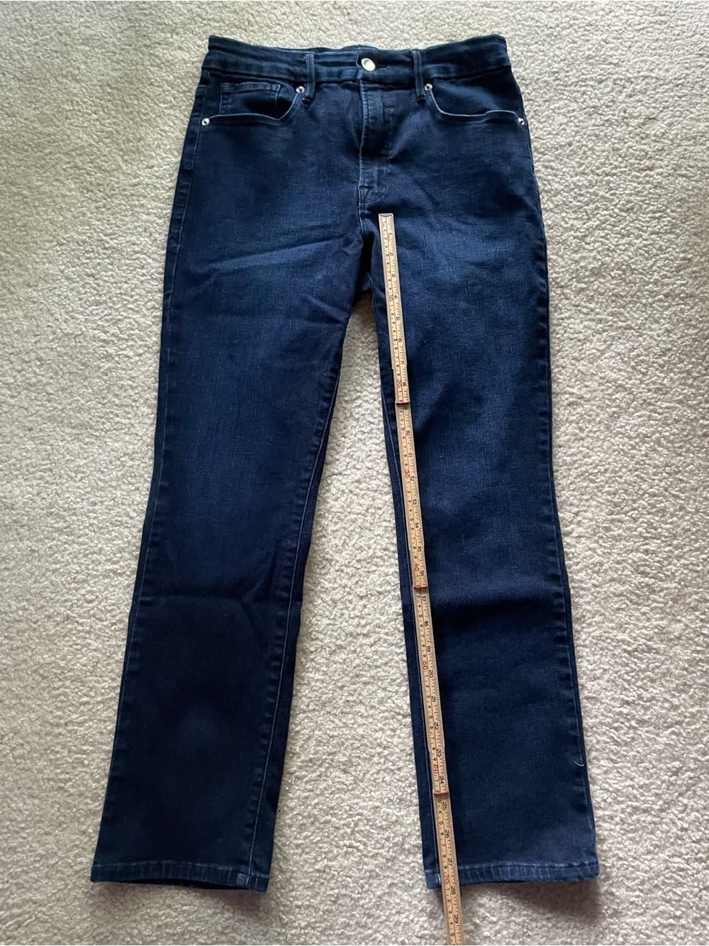 Good American Dark Blue Straight-Leg Jeans Women’s Size 10/30 Preowned Excellent - Thumbnail 2
