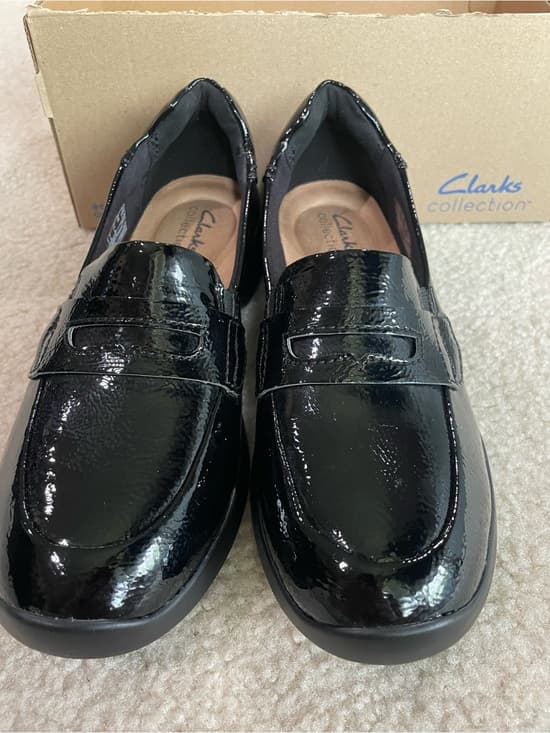 Clarks Elowyn Penny Women's Black Patent Slip-On Loafers Size 7.5 Medium NWT - Thumbnail 10