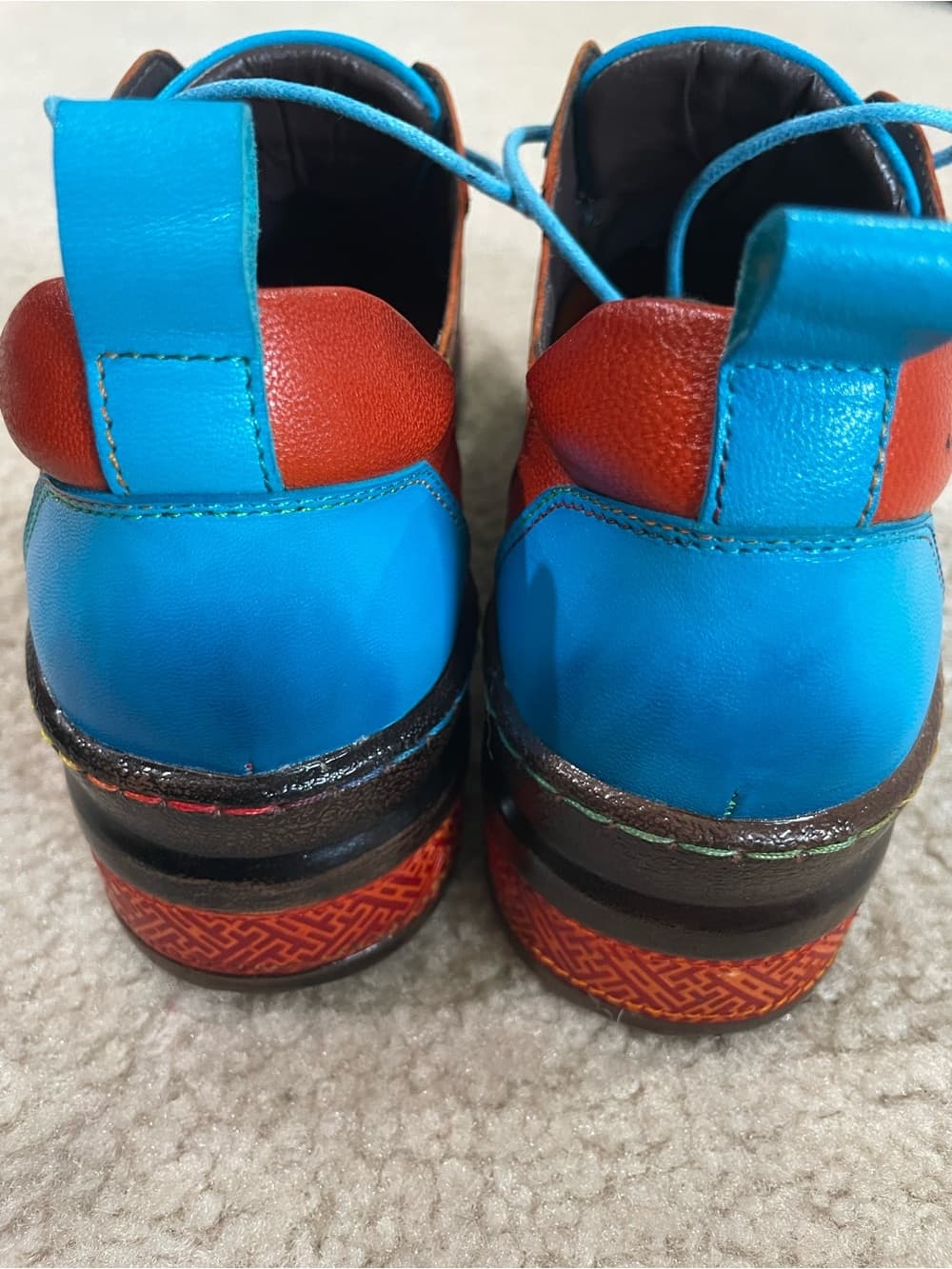 ILIYAH LUCKYIU Women’s Oxford Vibrant Red and Blue Casual Lace-Up Shoes Size 8 - Thumbnail 2