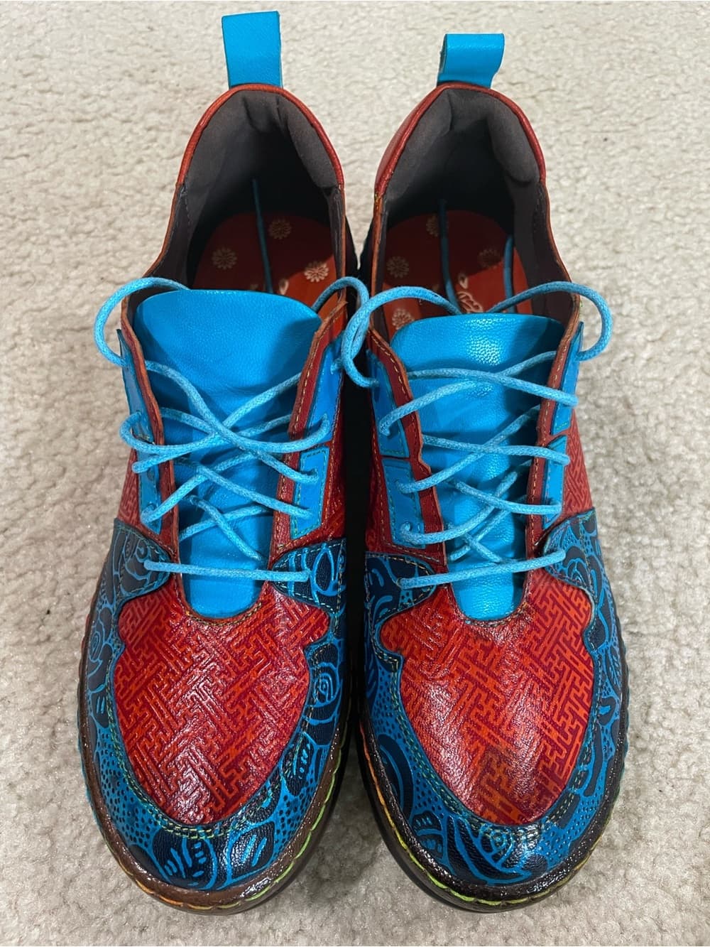 ILIYAH LUCKYIU Women’s Oxford Vibrant Red and Blue Casual Lace-Up Shoes Size 8 - Thumbnail 7