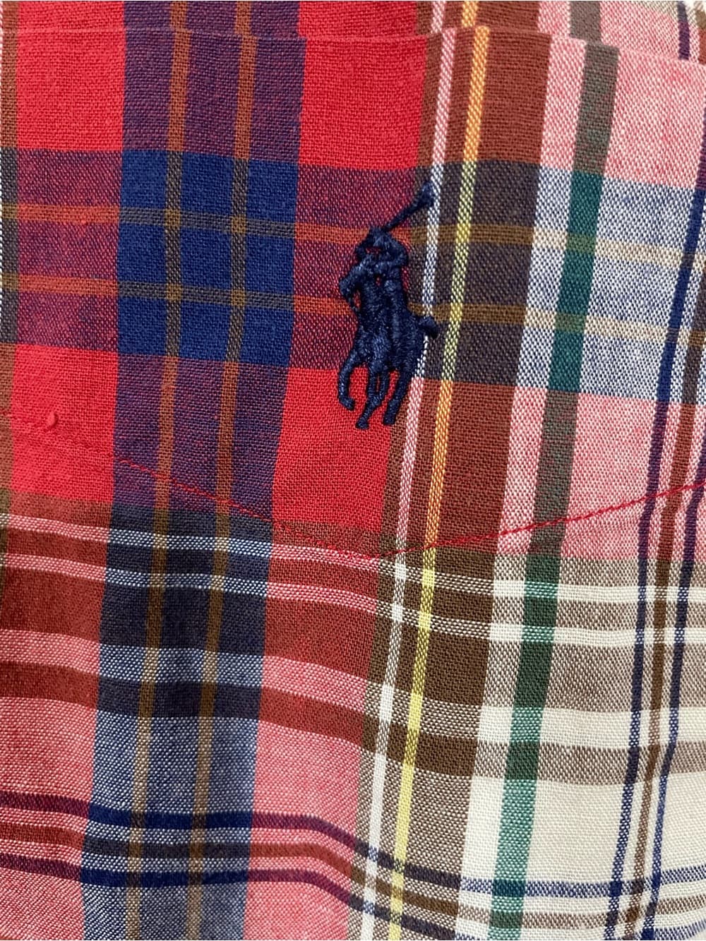Ralph Lauren Mens XL Red Plaid Button-Down Shirt Blaire 100% Cotton - Thumbnail 3