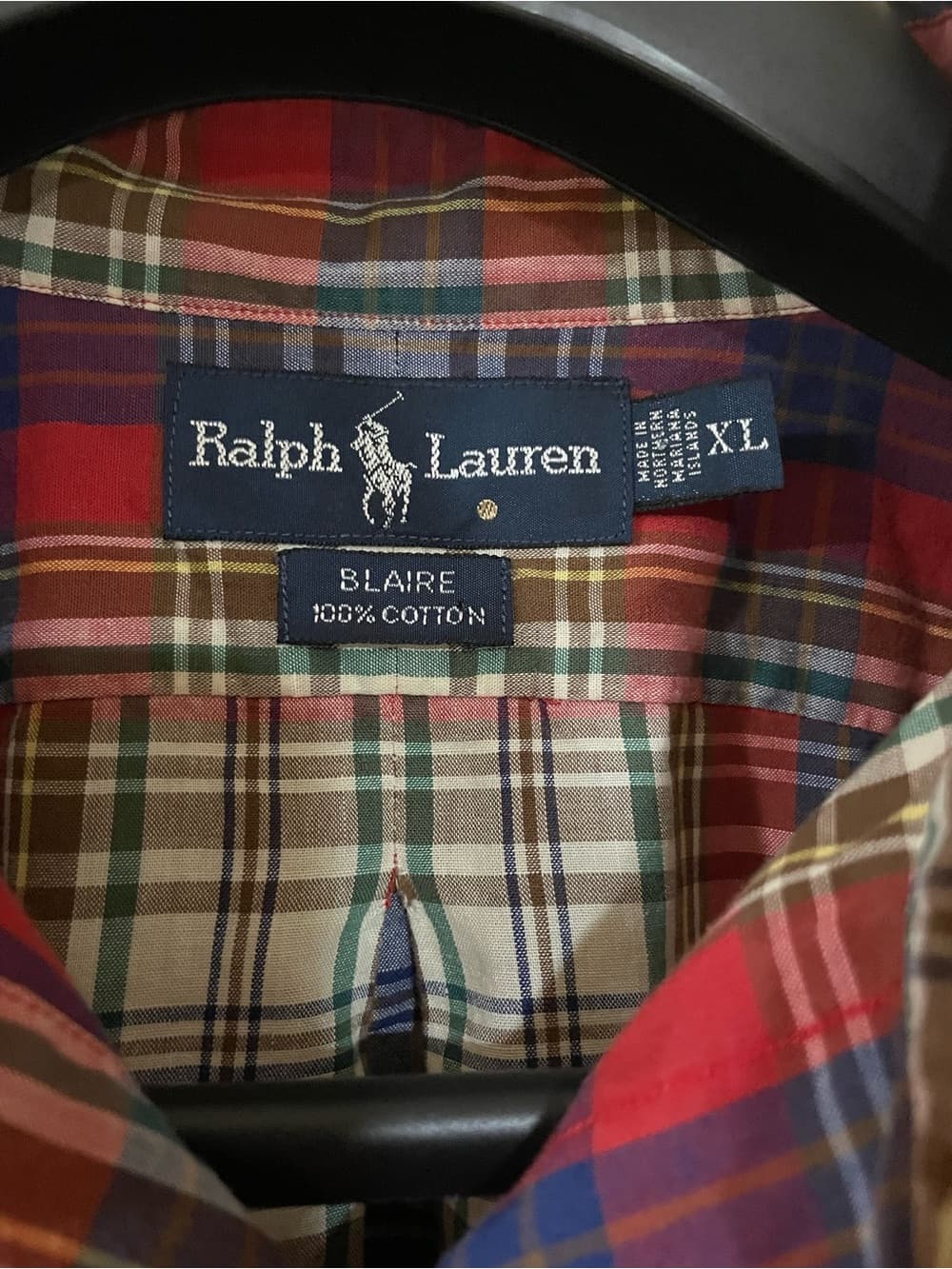 Ralph Lauren Mens XL Red Plaid Button-Down Shirt Blaire 100% Cotton - Thumbnail 5