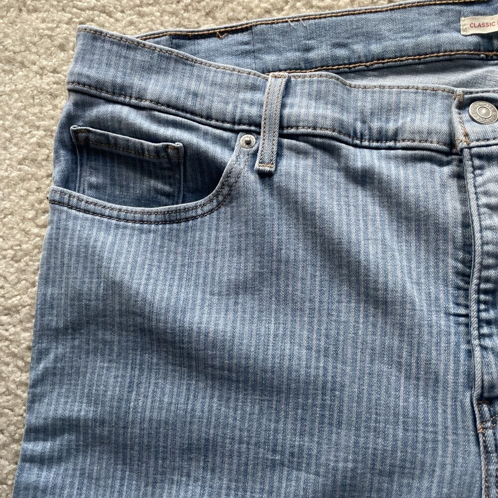 Levis Blue Pinstriped Classic Bermuda Shorts Womens 20W Preowned - Thumbnail 2
