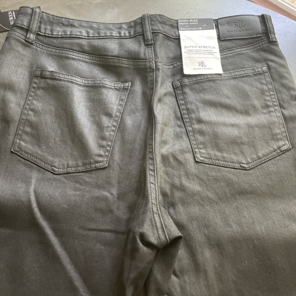 Lauren Ralph Lauren Black Super Stretch High Rise Skinny Ankle Jeans Size 16 New - Thumbnail 6