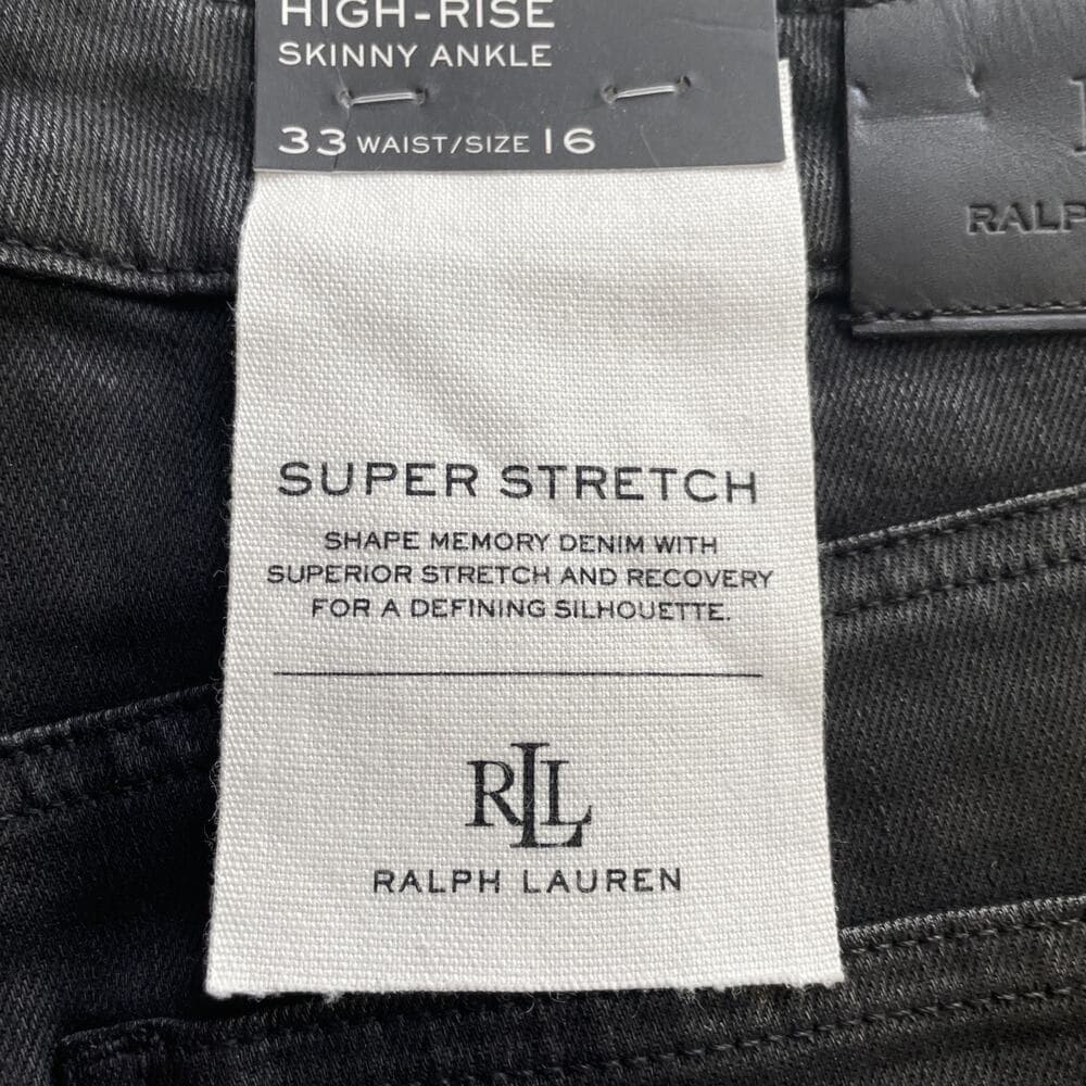 Lauren Ralph Lauren Black Super Stretch High Rise Skinny Ankle Jeans Size 16 New - Thumbnail 4