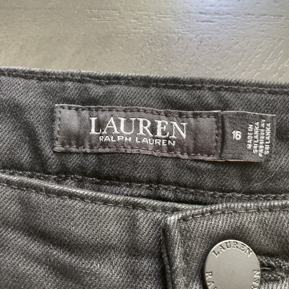 Lauren Ralph Lauren Black Super Stretch High Rise Skinny Ankle Jeans Size 16 New - Thumbnail 3