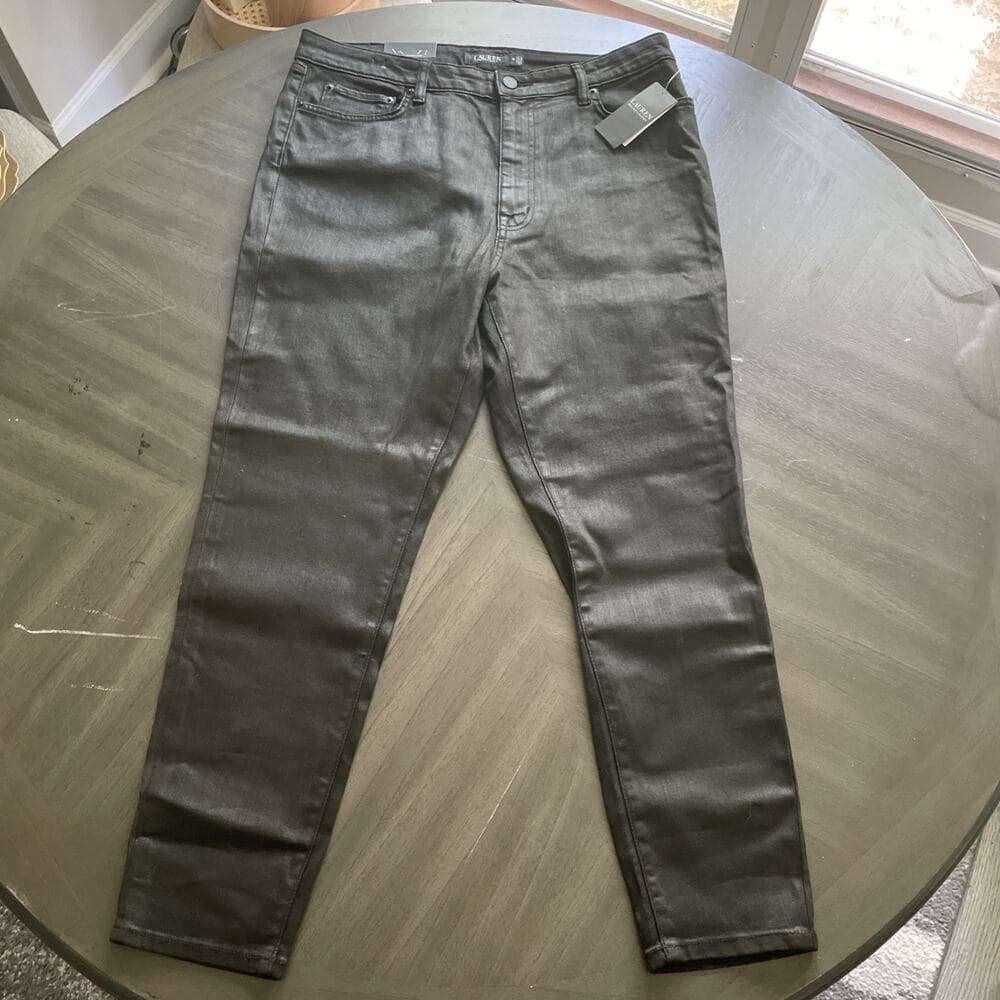 Lauren Ralph Lauren Black Super Stretch High Rise Skinny Ankle Jeans Size 16 New - Thumbnail 2
