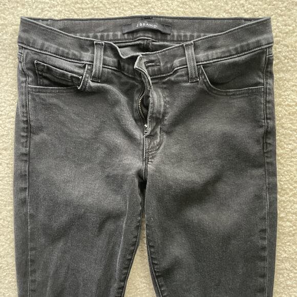 J Brand Low Rise Crop Skinny Distressed Frayed Hem Black Jeans Womens 27 - Thumbnail 11