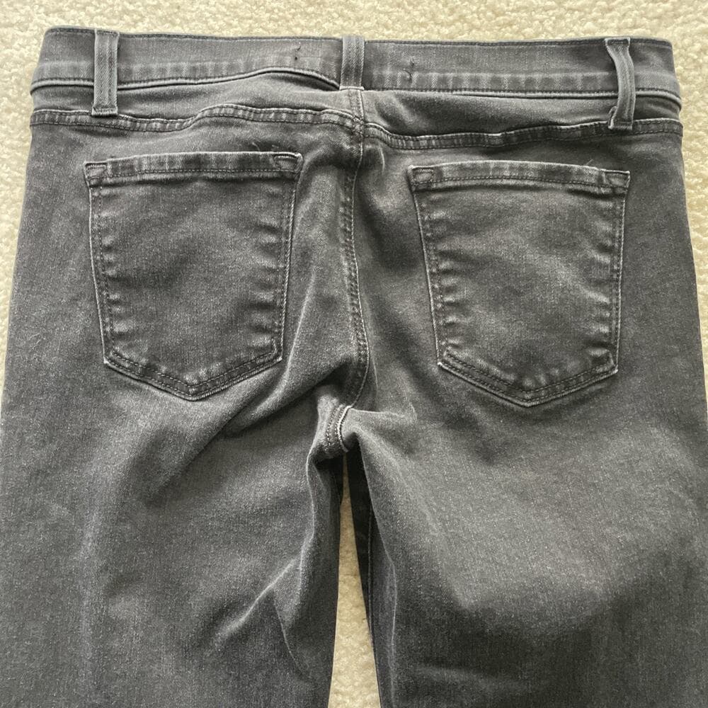 J Brand Low Rise Crop Skinny Distressed Frayed Hem Black Jeans Womens 27 - Thumbnail 9