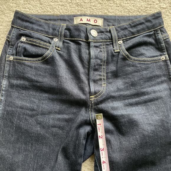 AMO Babe Soft Raw Dark Blue Jeans Womens Size 26 Preowned Excellent - Thumbnail 10