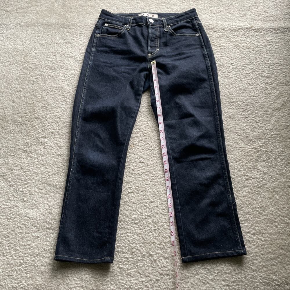 AMO Babe Soft Raw Dark Blue Jeans Womens Size 26 Preowned Excellent - Thumbnail 2