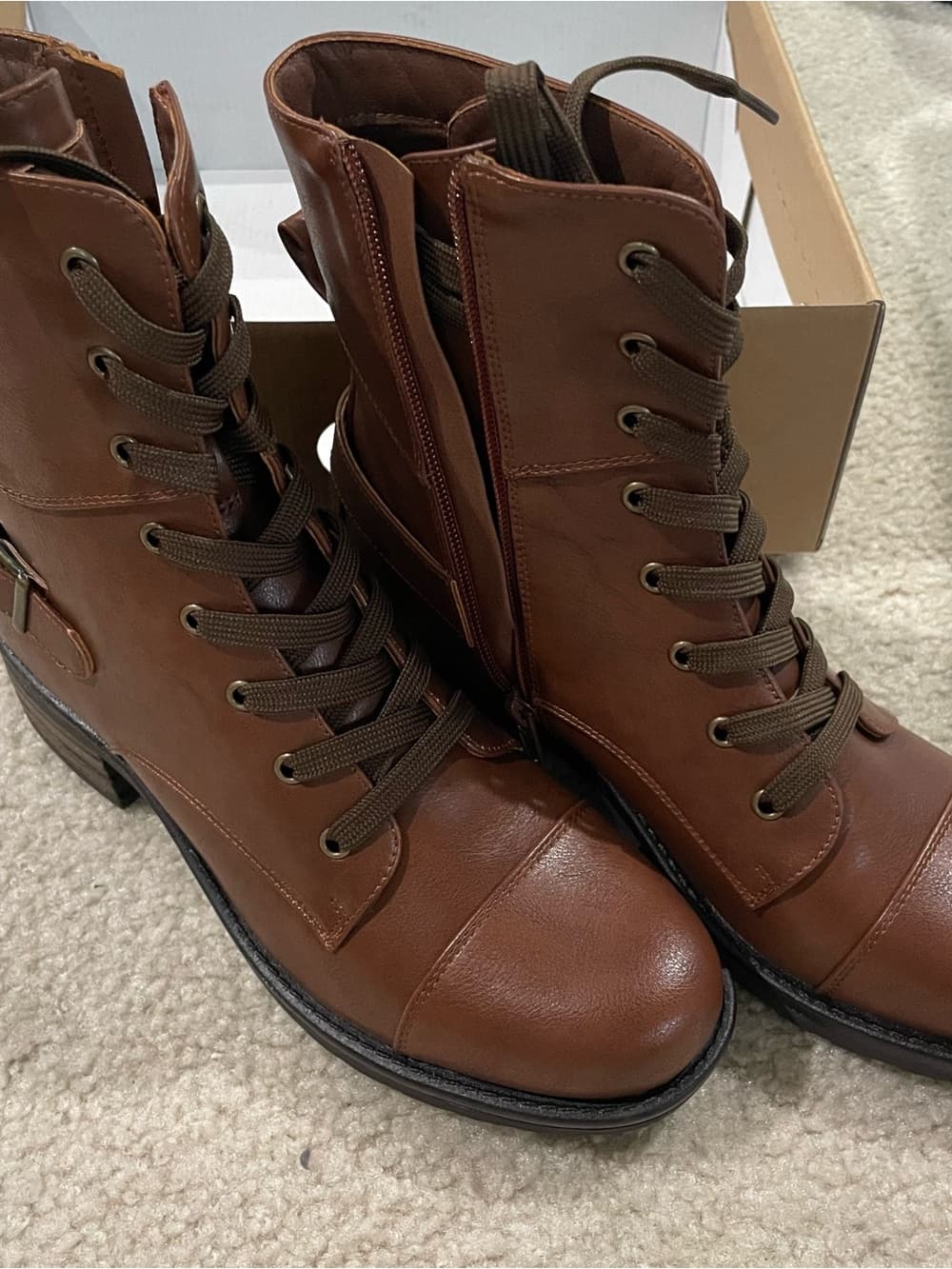 Indigo Road Brown Lace-Up Ankle Boots w Side Zipper and Buckle Women’s Size 6 - Thumbnail 4