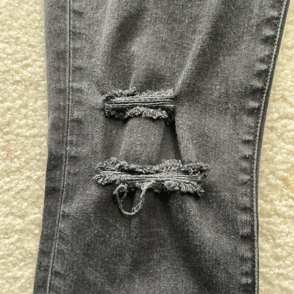 J Brand Low Rise Crop Skinny Distressed Frayed Hem Black Jeans Womens 27 - Thumbnail 5