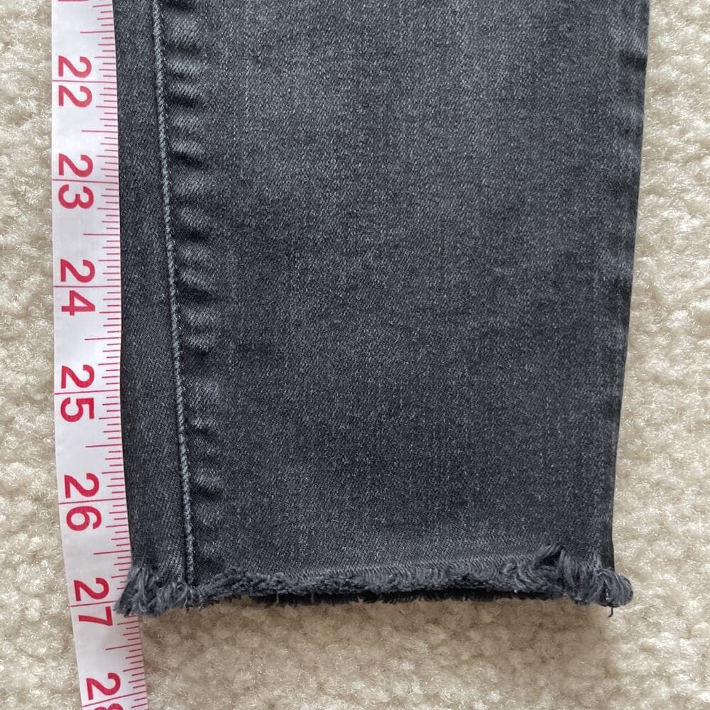 J Brand Low Rise Crop Skinny Distressed Frayed Hem Black Jeans Womens 27 - Thumbnail 3