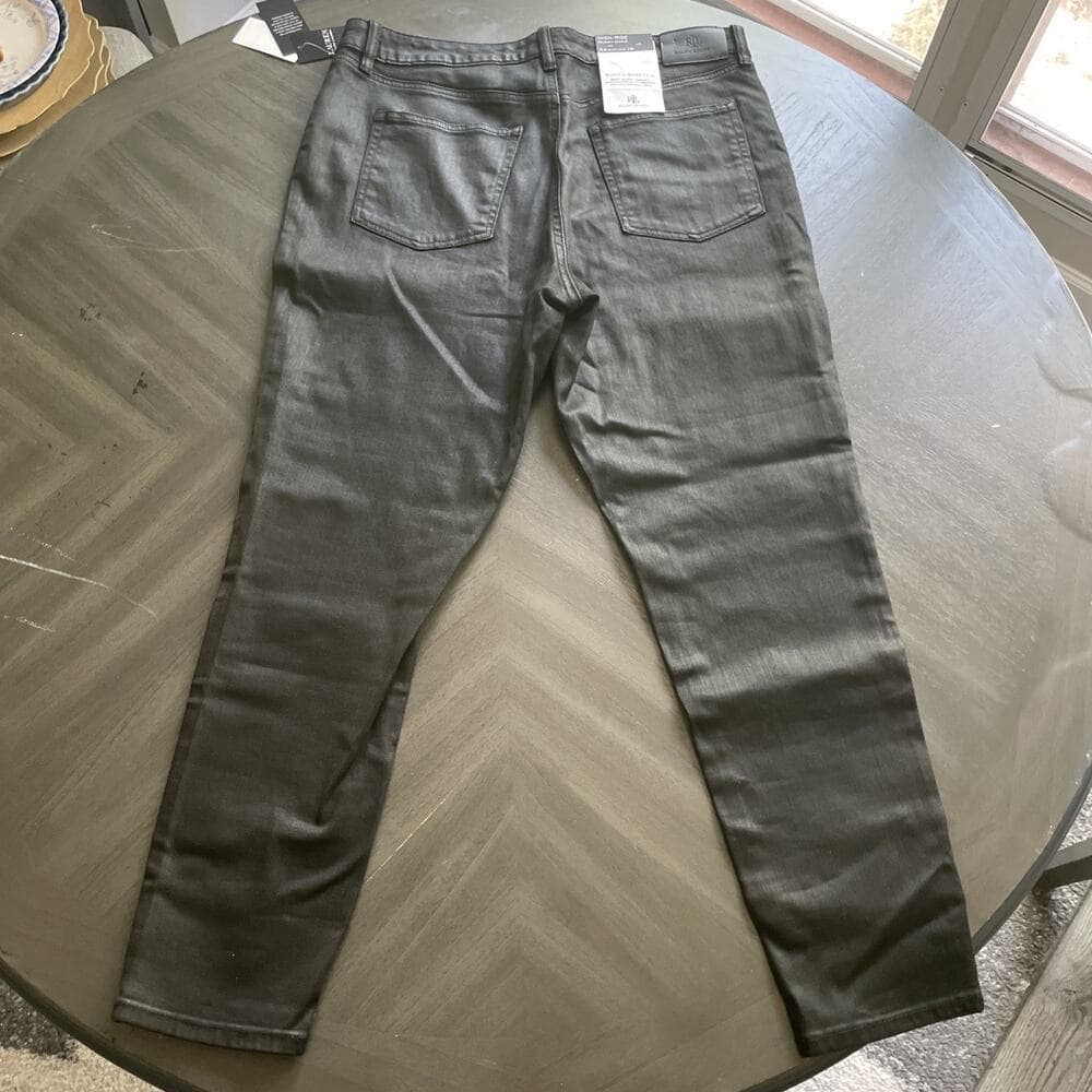 Lauren Ralph Lauren Black Super Stretch High Rise Skinny Ankle Jeans Size 16 New - Thumbnail 7