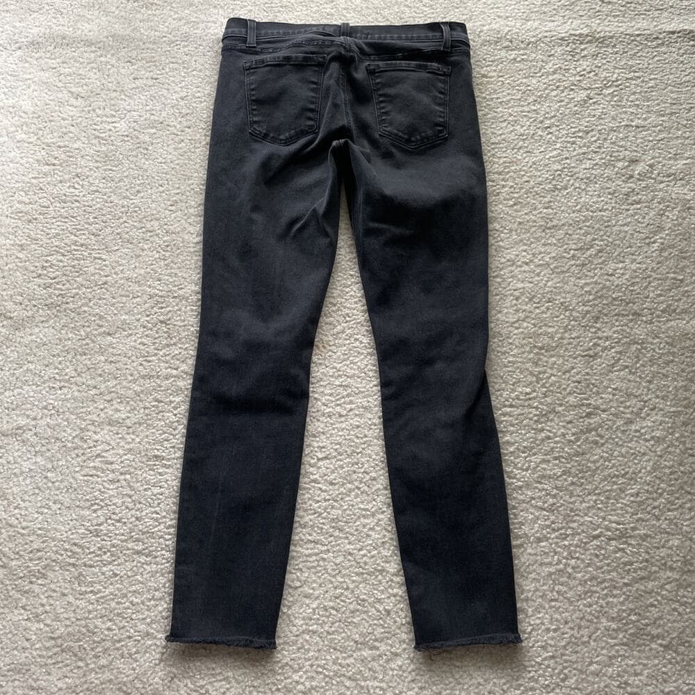 J Brand Low Rise Crop Skinny Distressed Frayed Hem Black Jeans Womens 27 - Thumbnail 8